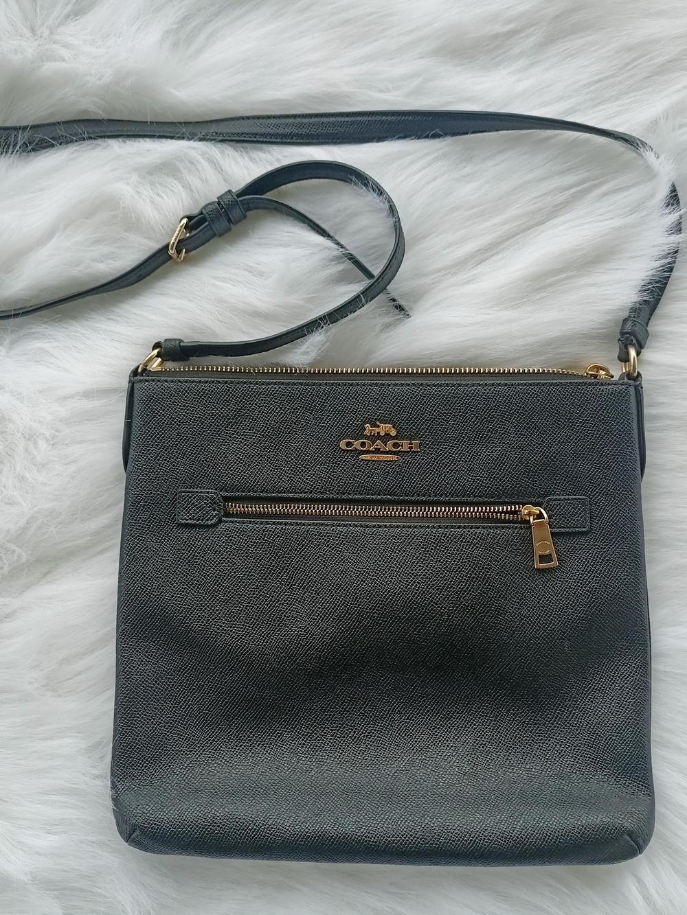 Coach Black Leather Rowan File Crossbody Messenger Bag C1556
